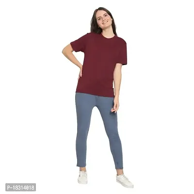 YouthPoi Women's Cotton Round Neck Half Sleeve Casual Regular Fit Tshirt (XXL, Black  Maroon) (Pack of 2)-thumb4