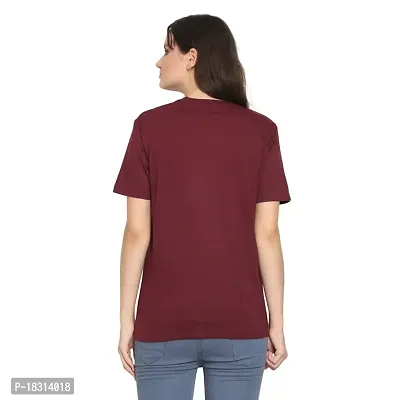 YouthPoi Women's Cotton Round Neck Half Sleeve Casual Regular Fit Tshirt (XXL, Black  Maroon) (Pack of 2)-thumb2