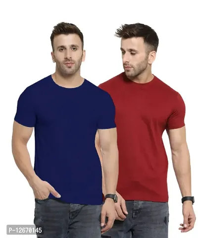 Men Cotton Solid Casual T-Shirt Pack 0f 2