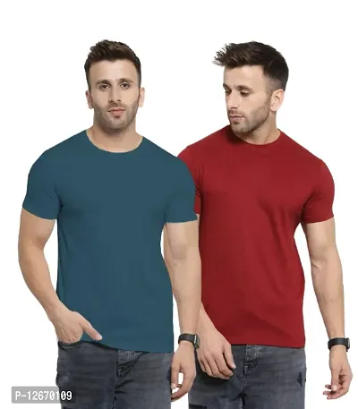 Men Cotton Solid Casual T-Shirt Pack 0f 2