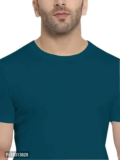 YouthPoi Men's Cotton Round Neck Half Sleeve Casual Regular Fit Tshirt (XL, Peacock Green  Pink) (Pack of 2)-thumb2