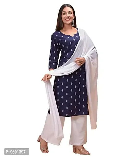 Designer Blue Printed Kurta Palazzo Set Plus Size-thumb0