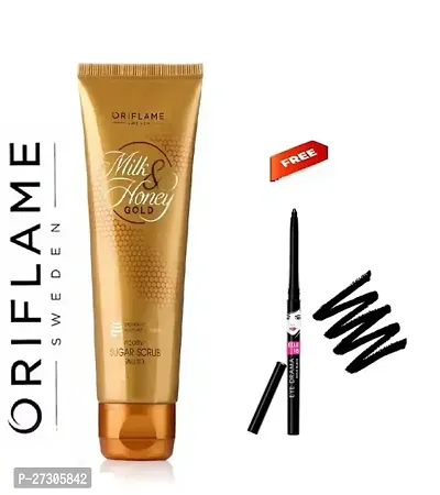 Oriflame Milk And Honey Gold Smoothing Sugar Scrub 200gm,Elle 18 Eye Drama Kajal-Bold Black-thumb0