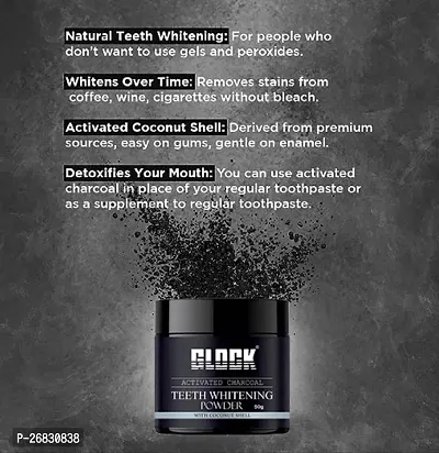 Glock Charcoal Teeth Whitening Powder| For Yellow Strain, Tartar, Strain, (50 G)-thumb2