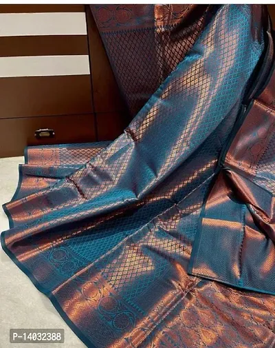 Beautiful Silk Cotton Woven Design Saree with Blouse piece-thumb0