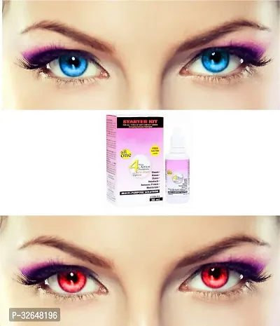 2 Pair Monthly Colored Contact Lenses Zero Power  (Light Blue-Red )