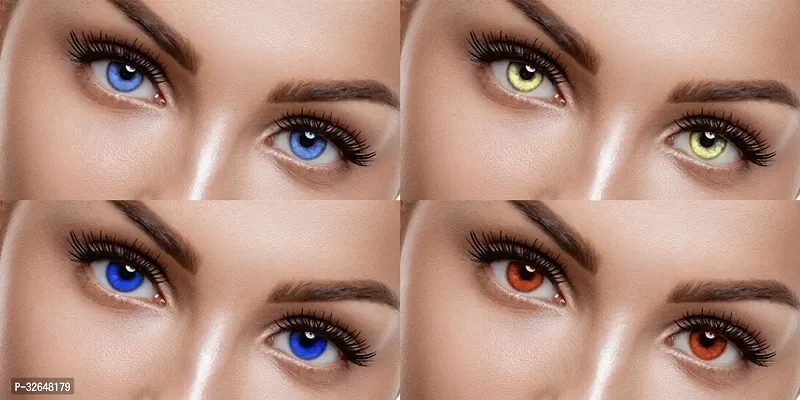 4 Pair Aqua, Gold, Blue and Brown Colored Contact Lens for Eye Men Women