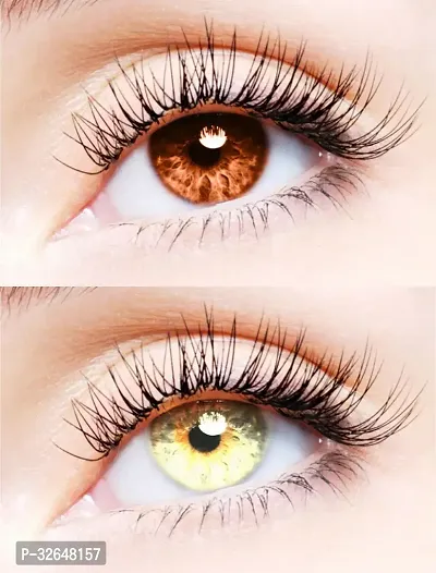 2 Pair Monthly Colored Contact Lenses Zero Power (Brown-Gold)-thumb0