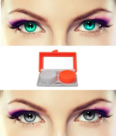 Trendy Sea Blue and Grey Color Eye Korean Color Contact Lens Set Of 2