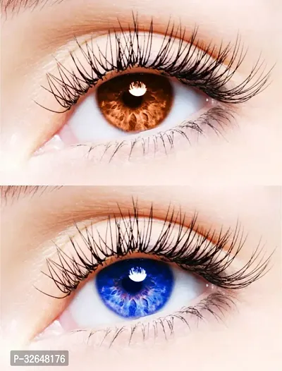 2 Pair Monthly Colored Contact Lenses Zero Power (Brown-Blue)