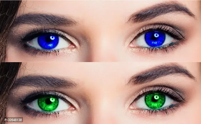 Blue and Green Monthly Color Contact Lense 2 Pair With Case