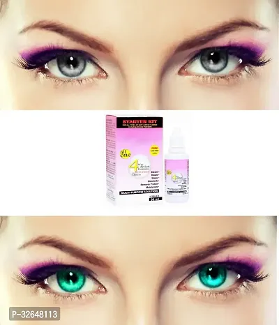 2 Pair Monthly Colored Contact Lenses Zero Power  (Grey-Sea Blue )