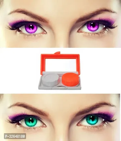 2 Pair Monthly Colored Contact Lenses Zero Power  (Sea Blue-Violet )