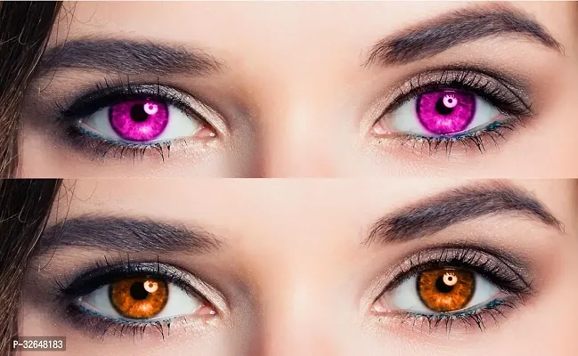 Violet and Brown Monthly Color Contact Lense 2 Pair With Case