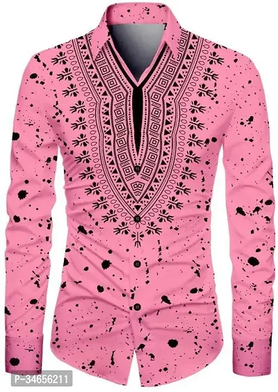 Stylish Pink Polycotton Unstitched Shirt For Men-thumb0