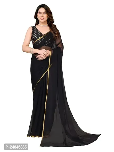 Beautiful Lycra Saree Without Blouse Piece For Women-thumb0