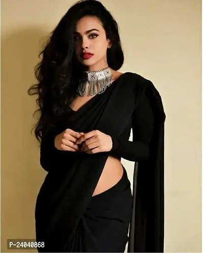 Beautiful Lycra Saree Without Blouse Piece For Women