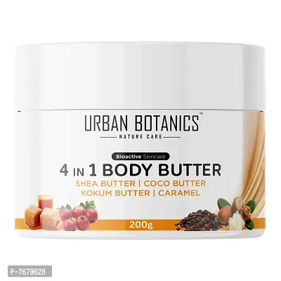 UrbanBotanics#174; 4 in1 Body Butter For Dry Skin/ Normal Skin/Itchy Skin  Stretch Marks with Shea Butter, Cocoa Butter, Kokum Butter  Caramel - Body Cream For Women  Men, 200g