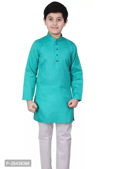 Stylish Cotton Blend Solid Kurta Sets For Boys