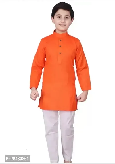 Stylish Cotton Blend Solid Kurta Sets For Boys