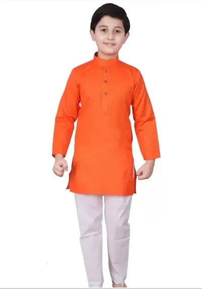 Stylish Blend Solid Kurta Sets For Boys