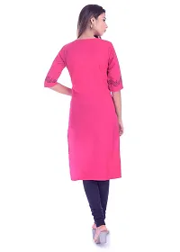 MUMAL Women's Cotton Blend Kurti Block Print Straight ||for Office, College Wear|| 3/4 Sleeve (Pink)-thumb4