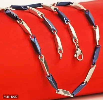 Stainless Steel Blue White Rice Chain  - 20 Inch-thumb0