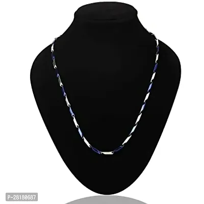 Stainless Steel Blue White Rice Chain  - 20 Inch-thumb2