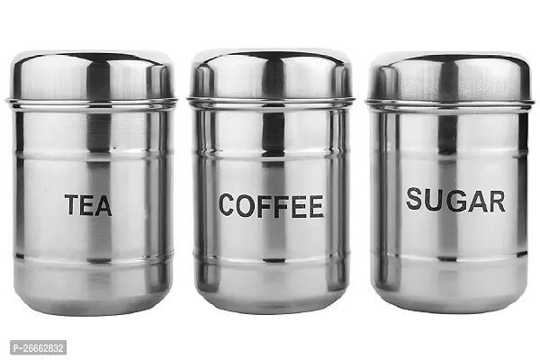 LIMETRO STEEL Stainless Steel Set of 3 Steel Tea Sugar Containers Set, Tea and Sugar Box - 750 ml-thumb0