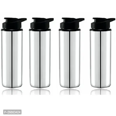 LiMETRO STEEL Steel Bottle with Sipper Cap/Steel Fridge Water Bottle/Refrigerator Bottle 1000 ml Bottle (Pack of 4, Steel/Chrome, Steel,B2-4)