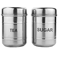 LiMETRO STEEL Steel Tea Coffee  Sugar Container - 800 ml (Pack of 2, Silver)-thumb1