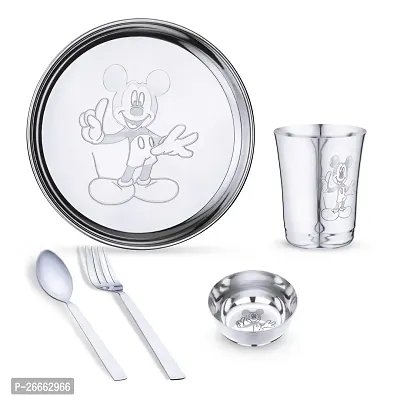 LIMETRO STEEL Pack of 5 Stainless Steel Stainless Steel Mickey Mouse Baby Dinner Set