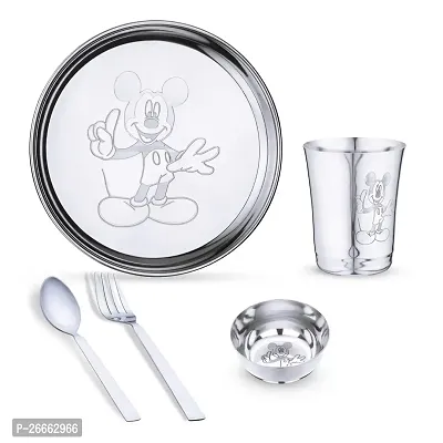 LIMETRO STEEL Pack of 5 Stainless Steel Stainless Steel Mickey Mouse Baby Dinner Set-thumb0