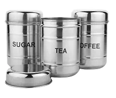 LIMETRO STEEL Stainless Steel Set of 3 Steel Tea Sugar Containers Set, Tea and Sugar Box - 750 ml-thumb1