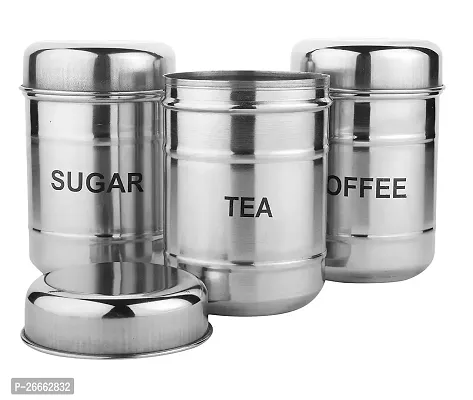 LIMETRO STEEL Stainless Steel Set of 3 Steel Tea Sugar Containers Set, Tea and Sugar Box - 750 ml-thumb2