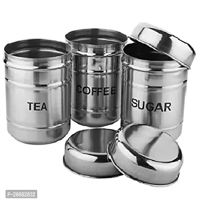 LIMETRO STEEL Stainless Steel Set of 3 Steel Tea Sugar Containers Set, Tea and Sugar Box - 750 ml-thumb3