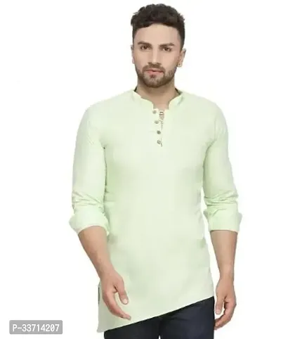 Reliable Cotton Blend Solid Asymmetric Kurta For Men-thumb0