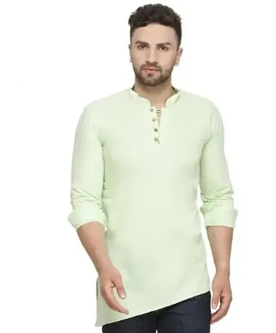 Reliable Blend Solid Hip Length Kurta For Men