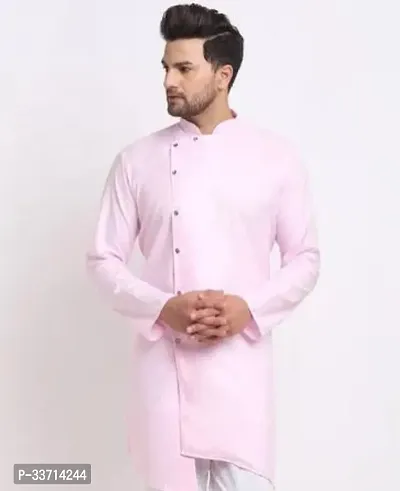 Reliable Cotton Blend Solid Asymmetric Kurta For Men