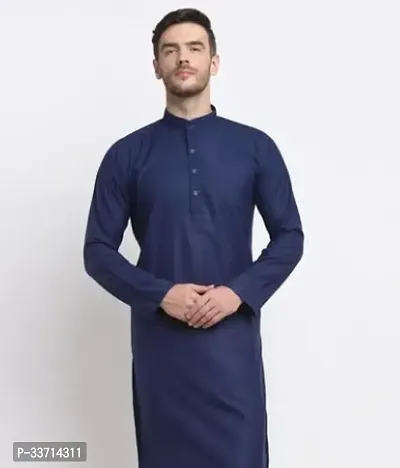 Reliable Cotton Blend Solid Straight Kurta For Men-thumb0