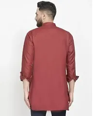 Reliable Cotton Blend Solid Asymmetric Kurta For Men-thumb1