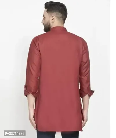 Reliable Cotton Blend Solid Asymmetric Kurta For Men-thumb3