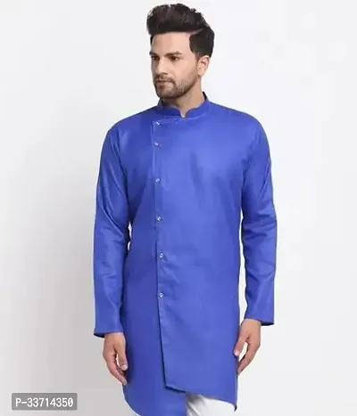 Reliable Cotton Blend Solid Asymmetric Kurta For Men