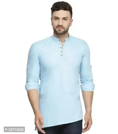 Reliable Cotton Blend Solid Asymmetric Kurta For Men