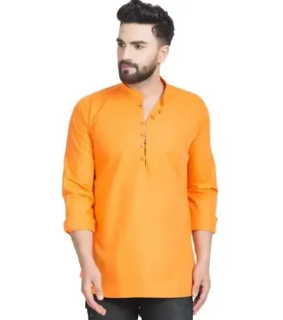 Reliable Blend Solid Hip Length Kurta For Men