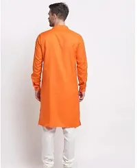 Stylish Orange Cotton Blend Kurta With Bottom Sets For Men-thumb1