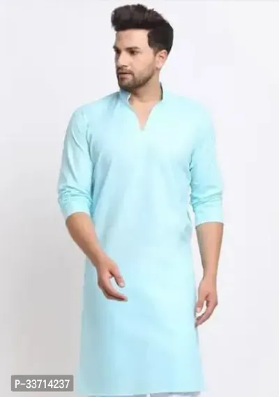 Reliable Cotton Blend Solid Kurta For Men