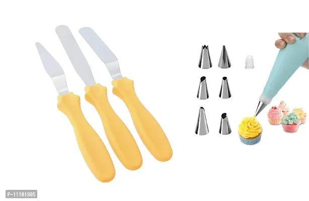 3 Pieces Baking Knife Set for Icing Frosting Spatula Cake Knives with 6 Pcs Cake Decorating Nozzle Tips Set with Piping Bag(Pack of 2 Pcs)