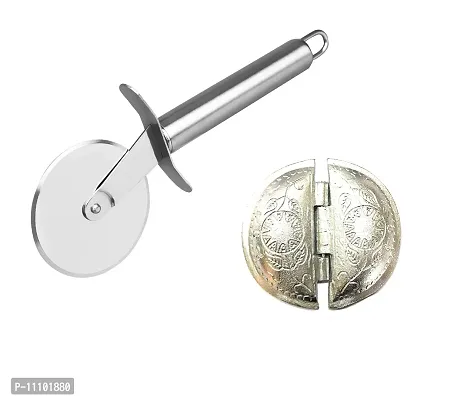 Combo of Stainless Steel Wheel Pizza Cutter with Aluminium Gujiya Mould Sancha Maker(Set of 2)