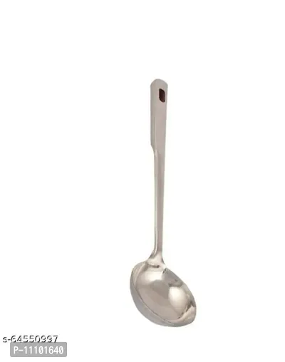 Stainless Steel Cooking Chamcha with Long Handle for Kitchen Use ( Set of 1 Pcs) Silver